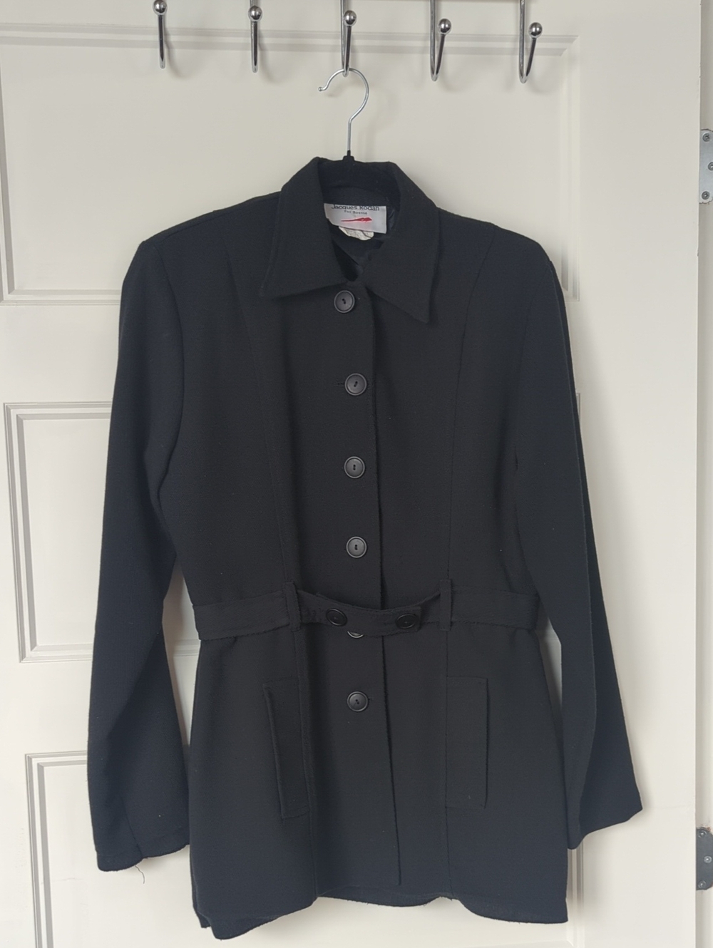 Jacques Rohan Black Belted Trench Coat Size Small